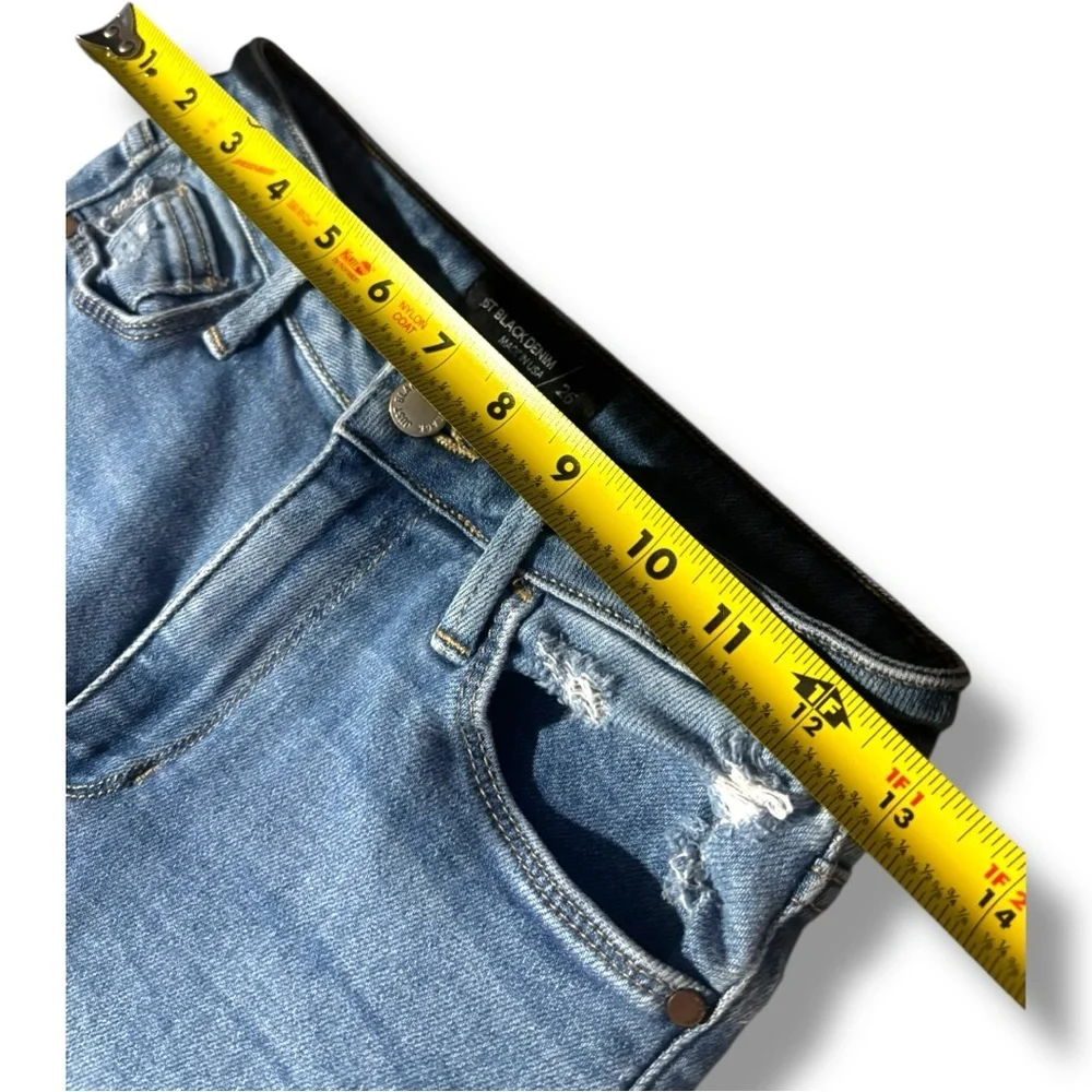 Just Black Women's Straight Leg Distressed Medium Light Blue Classic Denim Jeans - Picture 4 of 13
